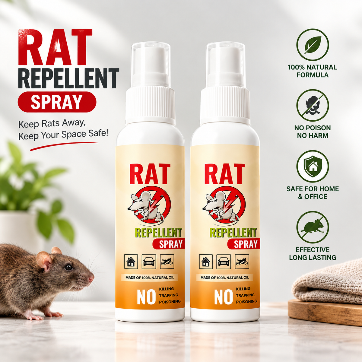 Rat Repellent Spray Pack of 2